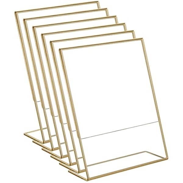 Evvmnaks 40 STKS Acryl Gouden Frame, Schuine Terug Tafel Sign Houder Voor Bruiloft Tafel Kaart Restaurant Tekens Foto's